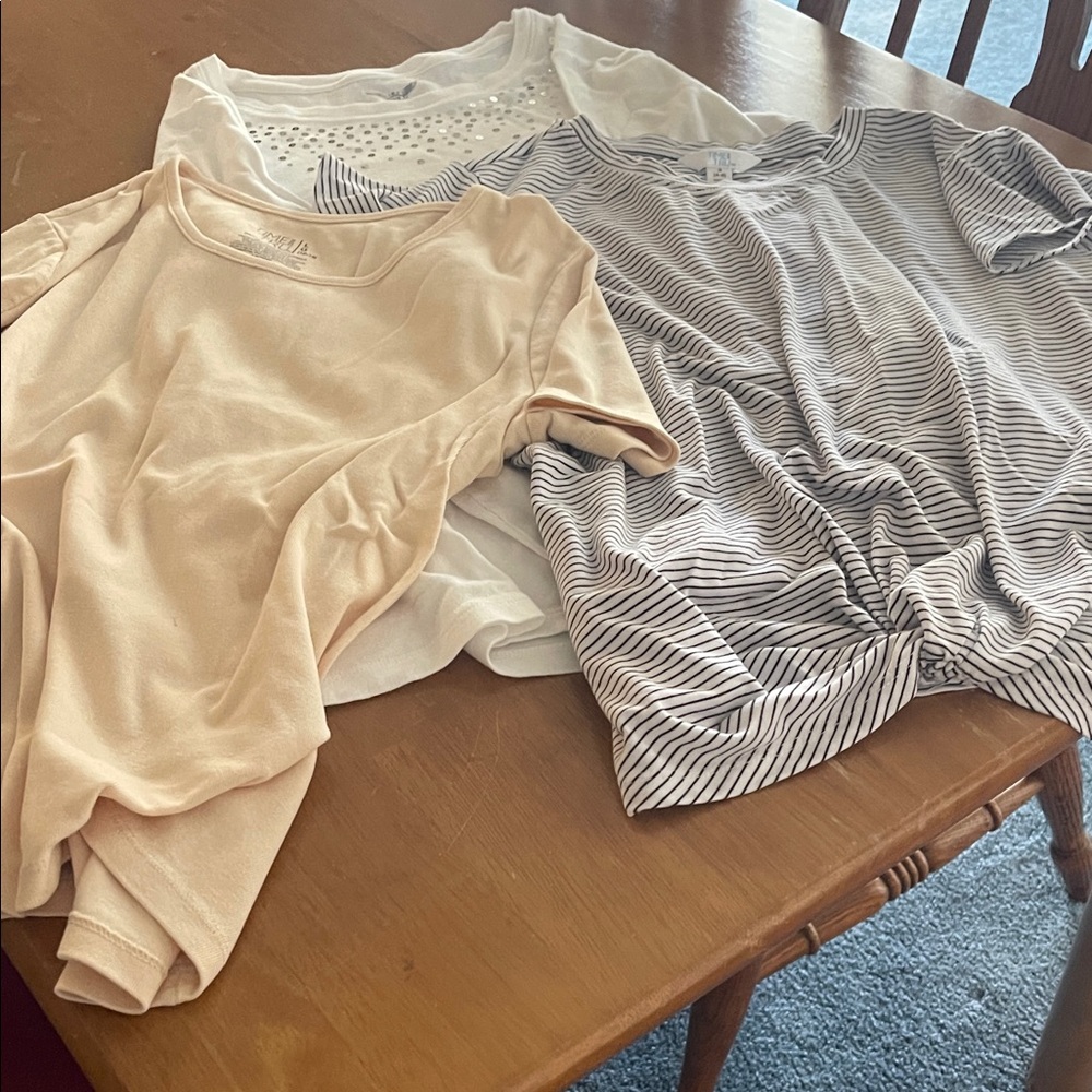 Stylish Women's Tops Set - Cream, White, and Gray